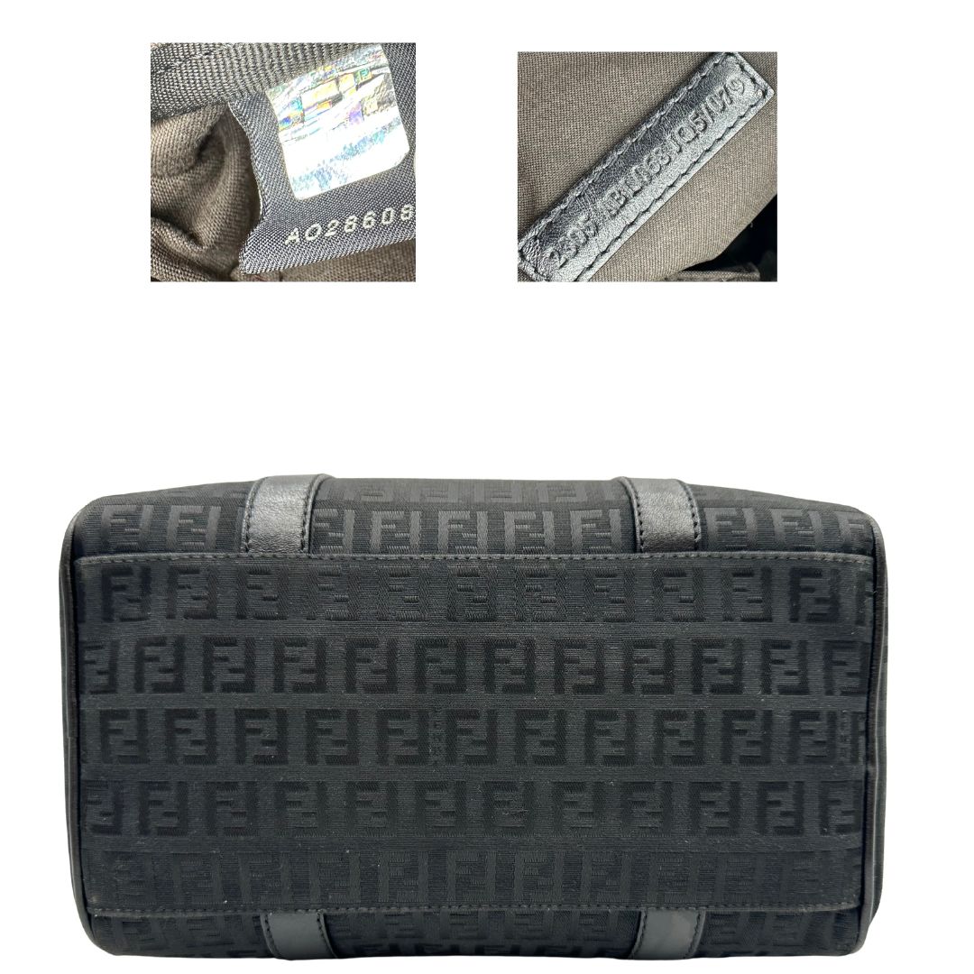 base  Bauletto Fendi nero trama Zucchino, da portare a mano, di lusso, originale, ottime condizioni, usata 