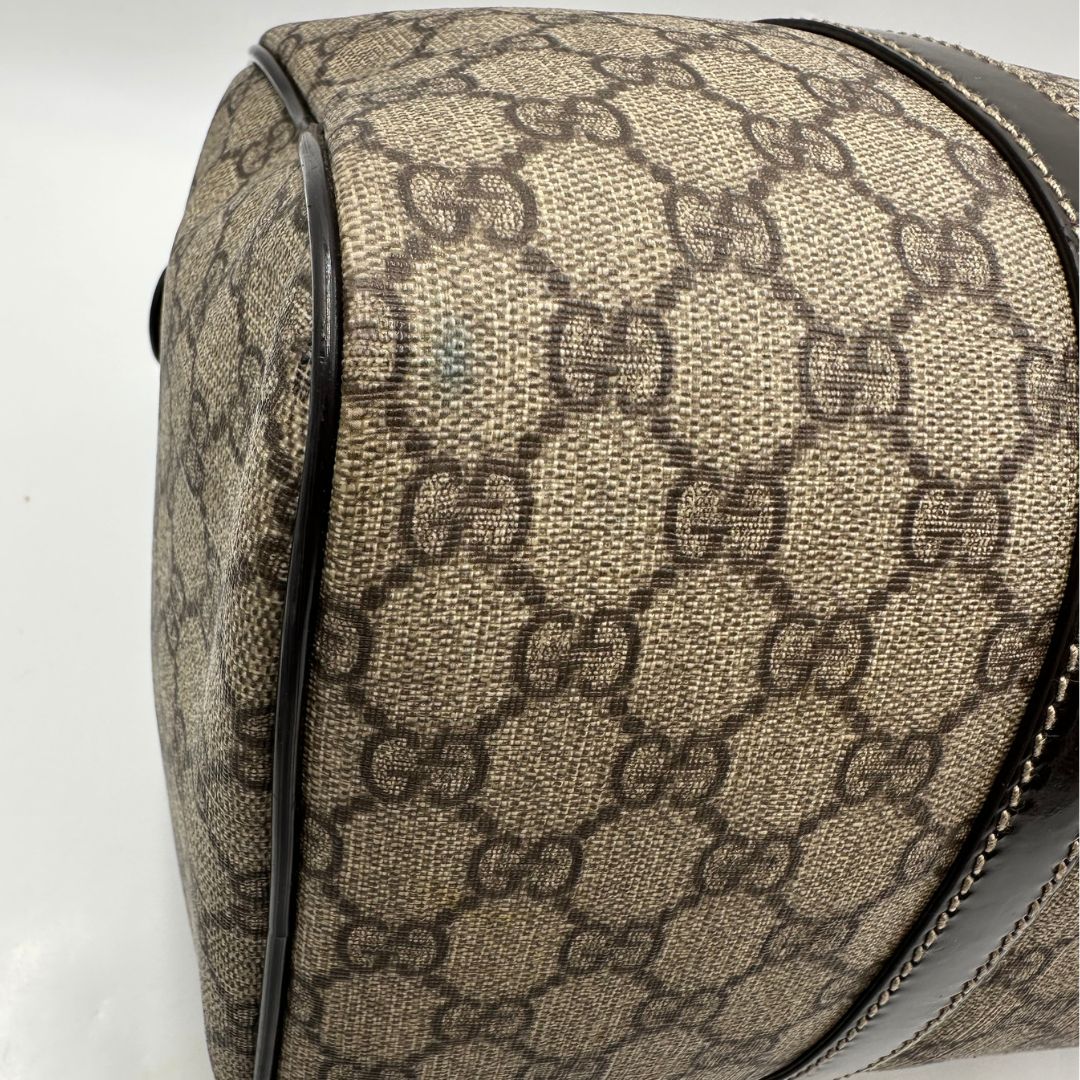 Bauletto Gucci GG Boston con finiture in pelle marroni, di lusso, originale, ottime condizioni.