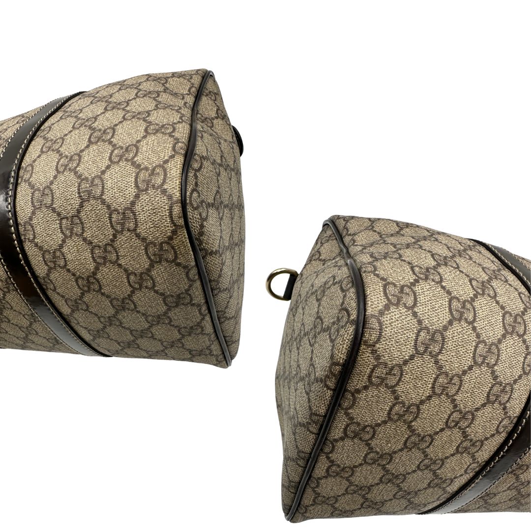 Bauletto Gucci GG Boston con finiture in pelle marroni, di lusso, originale, ottime condizioni.
