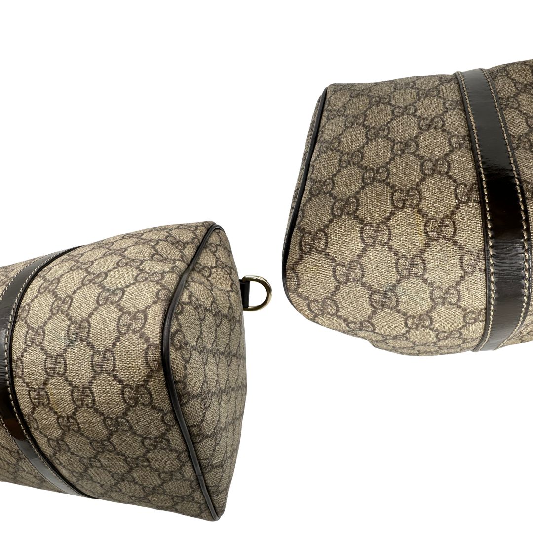 angoli Bauletto Gucci GG Boston con finiture in pelle marroni, di lusso, originale, ottime condizioni. 