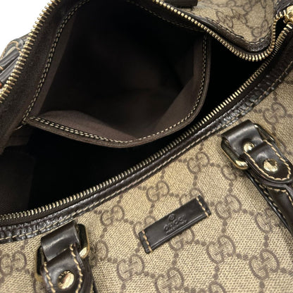 interno Bauletto Gucci GG Boston con finiture in pelle marroni, di lusso, originale, ottime condizioni. 