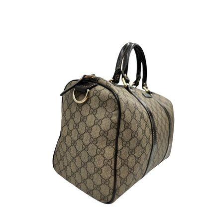 lato Bauletto Gucci GG Boston con finiture in pelle marroni, di lusso, originale, ottime condizioni.
