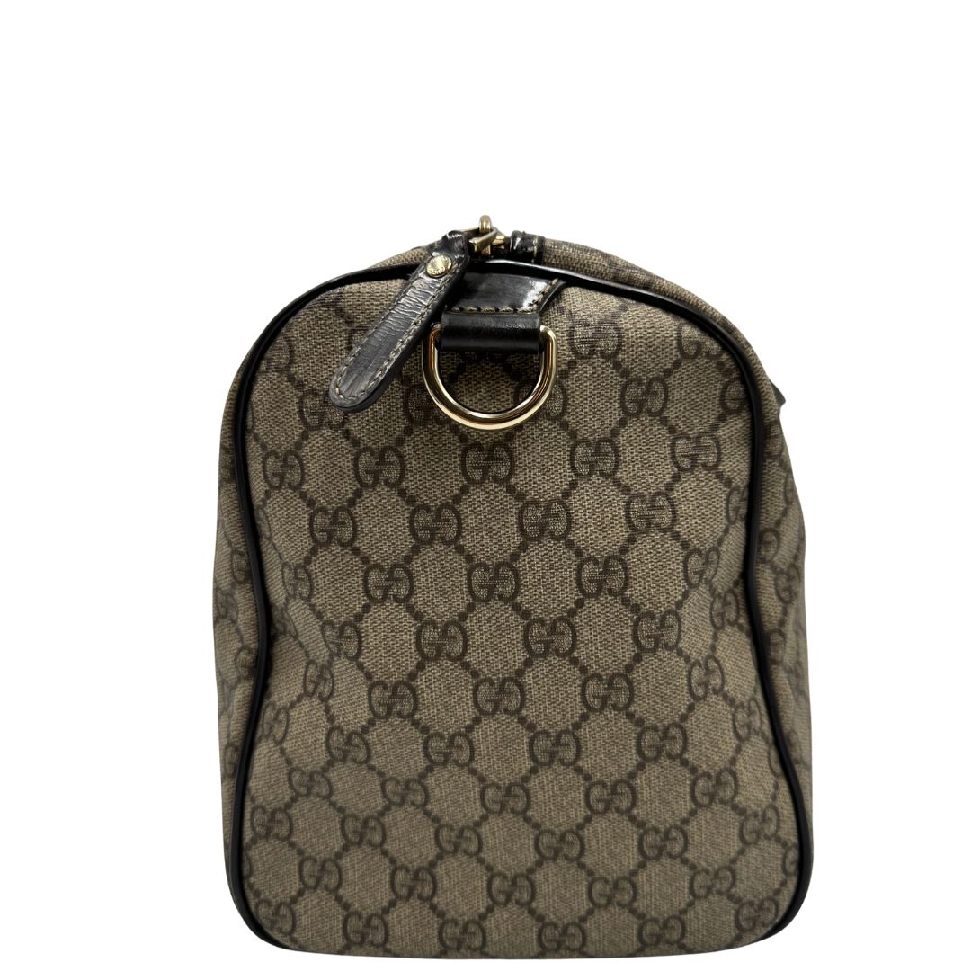 lato Bauletto Gucci GG Boston con finiture in pelle marroni, di lusso, originale, ottime condizioni. 