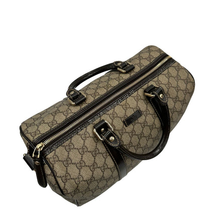chiusura Bauletto Gucci GG Boston con finiture in pelle marroni, di lusso, originale, ottime condizioni.