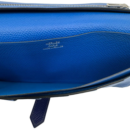  interno Portafoglio Hermès in pelle blu con iconica chiusura ad ''H'', di lusso, originale, ottime condizioni, usato.