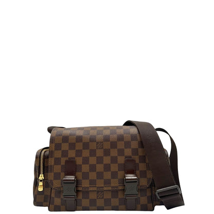Borsa Louis Vuitton in canvas Damier Ébène con finiture in pelle marrone e dettagli hardware dorati. Design elegante e funzionale, di lusso, originale