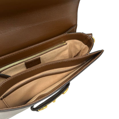 Borsa Gucci in pelle marrone con dettaglio Horsebit sulla chiusura, di lusso, originale, ottime condizioni, usata
