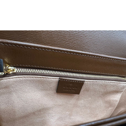  Borsa Gucci in pelle marrone con dettaglio Horsebit sulla chiusura, di lusso, originale, ottime condizioni, usata