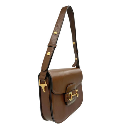  Borsa Gucci in pelle marrone con dettaglio Horsebit sulla chiusura, di lusso, originale, ottime condizioni, usata