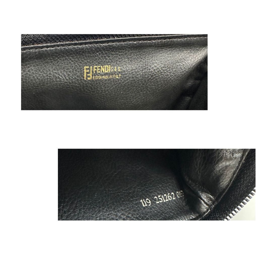  Bauletto Fendi mini trama Pequin, da portare a mano, di lusso, originale, ottime condizioni, usato.