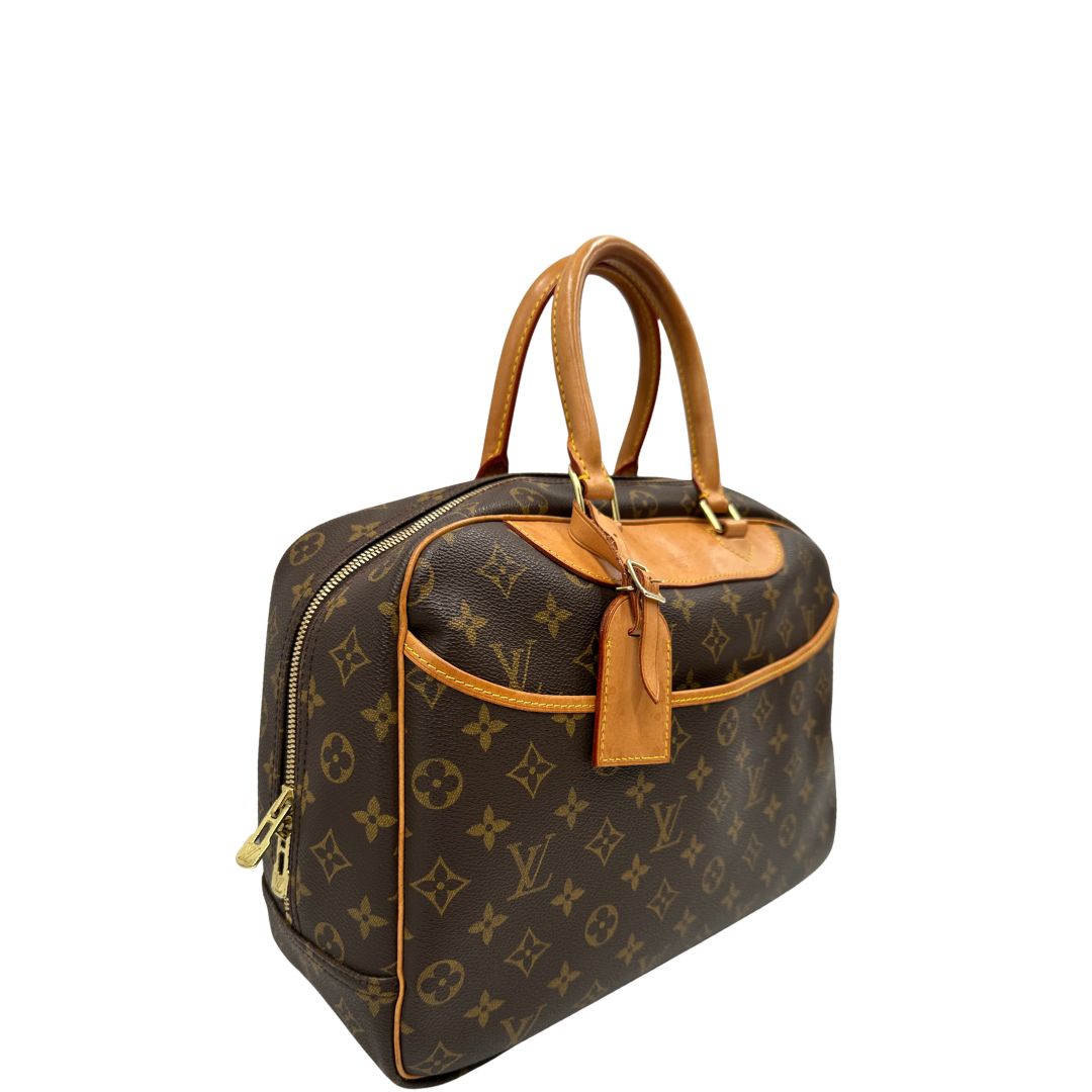 lato Borsa LV Deauville in tela monogram e vacchetta naturale, di lusso, originale, ottime condizioni.