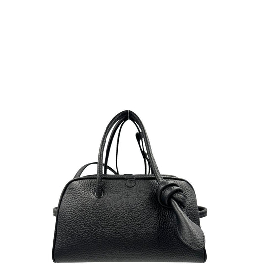 Front, Borsa Jacquemus nella versione piccola in pelle martellata nera, da portare a mano o a tracolla. Originale, usata, di lusso, in condizioni eccellenti.