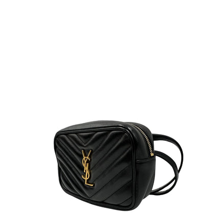 lato Marsupio Saint Laurent in pelle nera trapuntata con parti metalliche dorate, di lusso, originale, ottime condizioni, usata