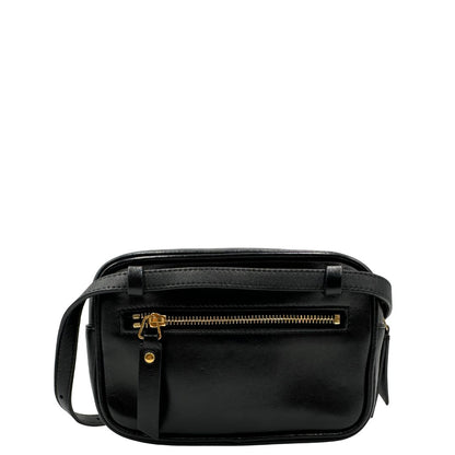 retro Marsupio Saint Laurent in pelle nera trapuntata con parti metalliche dorate, di lusso, originale, ottime condizioni, usata 