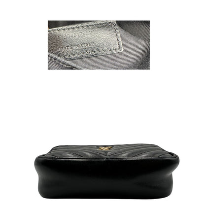 base Marsupio Saint Laurent in pelle nera trapuntata con parti metalliche dorate, di lusso, originale, ottime condizioni, usata 