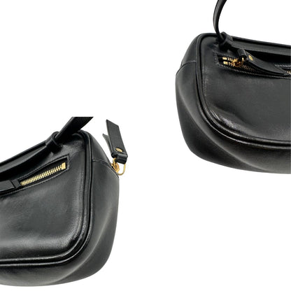 angoli Marsupio Saint Laurent in pelle nera trapuntata con parti metalliche dorate, di lusso, originale, ottime condizioni, usata