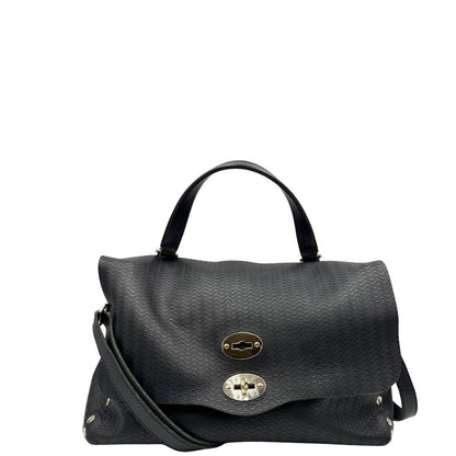 front Capiente postina M Zanellato in pelle nera trama Blandine , di lusso, originale, ottime condizioni 
