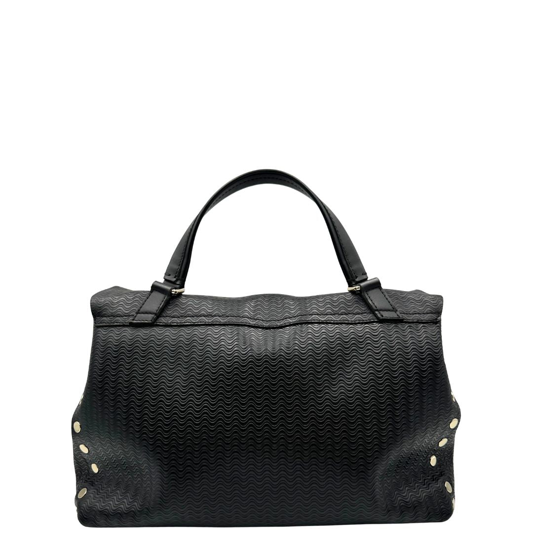 retro Capiente postina M Zanellato in pelle nera trama Blandine , di lusso, originale, ottime condizioni 