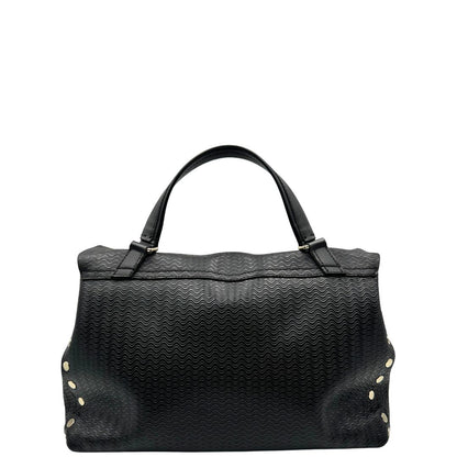 retro Capiente postina M Zanellato in pelle nera trama Blandine , di lusso, originale, ottime condizioni 