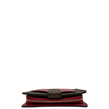  Portafoglio Louis Vuitton Juliette in canvas marrone monogram con finiture in pelle rosso amaranto, di lusso, originale, eccellenti condizioni, usato.