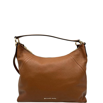 front Borsa Michael Kors in pelle martellata color cammello e hardware dorato, di lusso, originale, ottime condizioni, usata. 