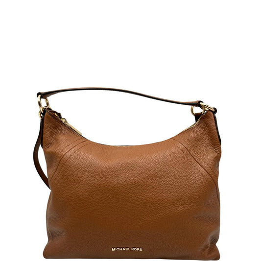 front Borsa Michael Kors in pelle martellata color cammello e hardware dorato, di lusso, originale, ottime condizioni, usata. 