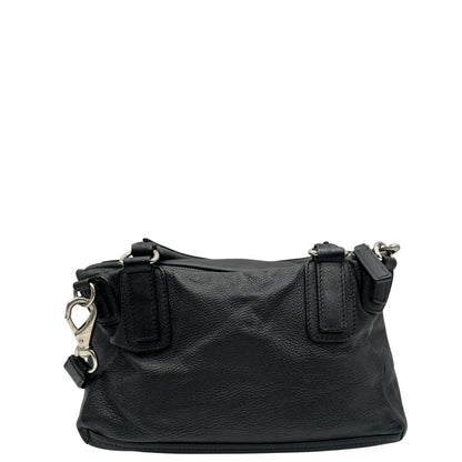 Retro, Compatta borsa Givenchy in pelle martellata nera con hardware argentato, munita di un manico stondato e una tracolla amovibile. Originale, usata, di lusso, in ottime condizioni.
