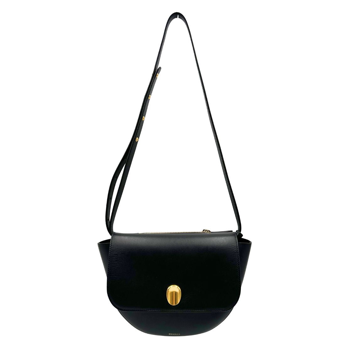 Borsa Wandler billy in pelle nera con hardware dorato. Indossabile a tracolla. Originale, usata, di lusso in ottime condizioni.
