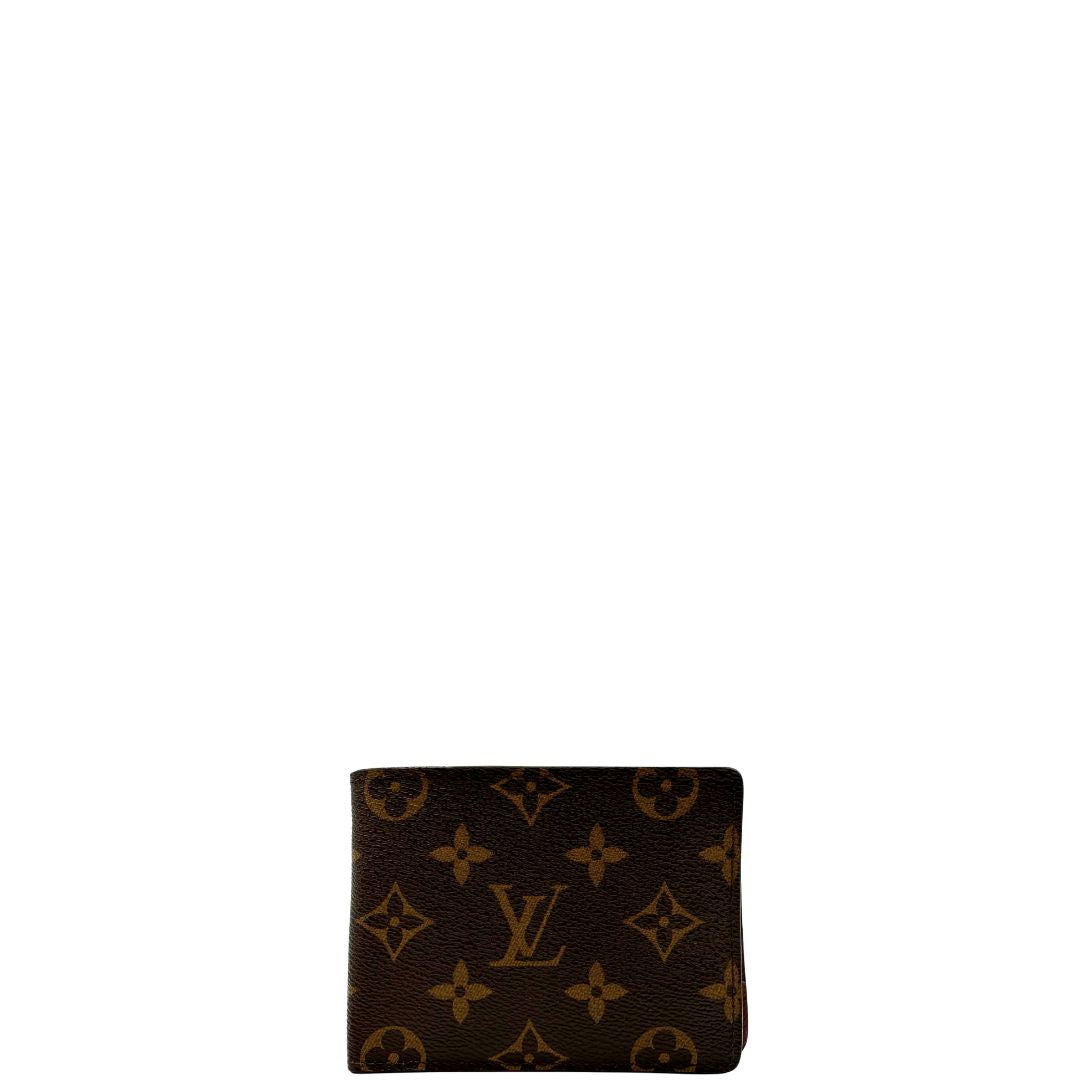 front Portafoglio LV in canvas marrone monogram, di lusso, originale, ottime condizioni, usata. 