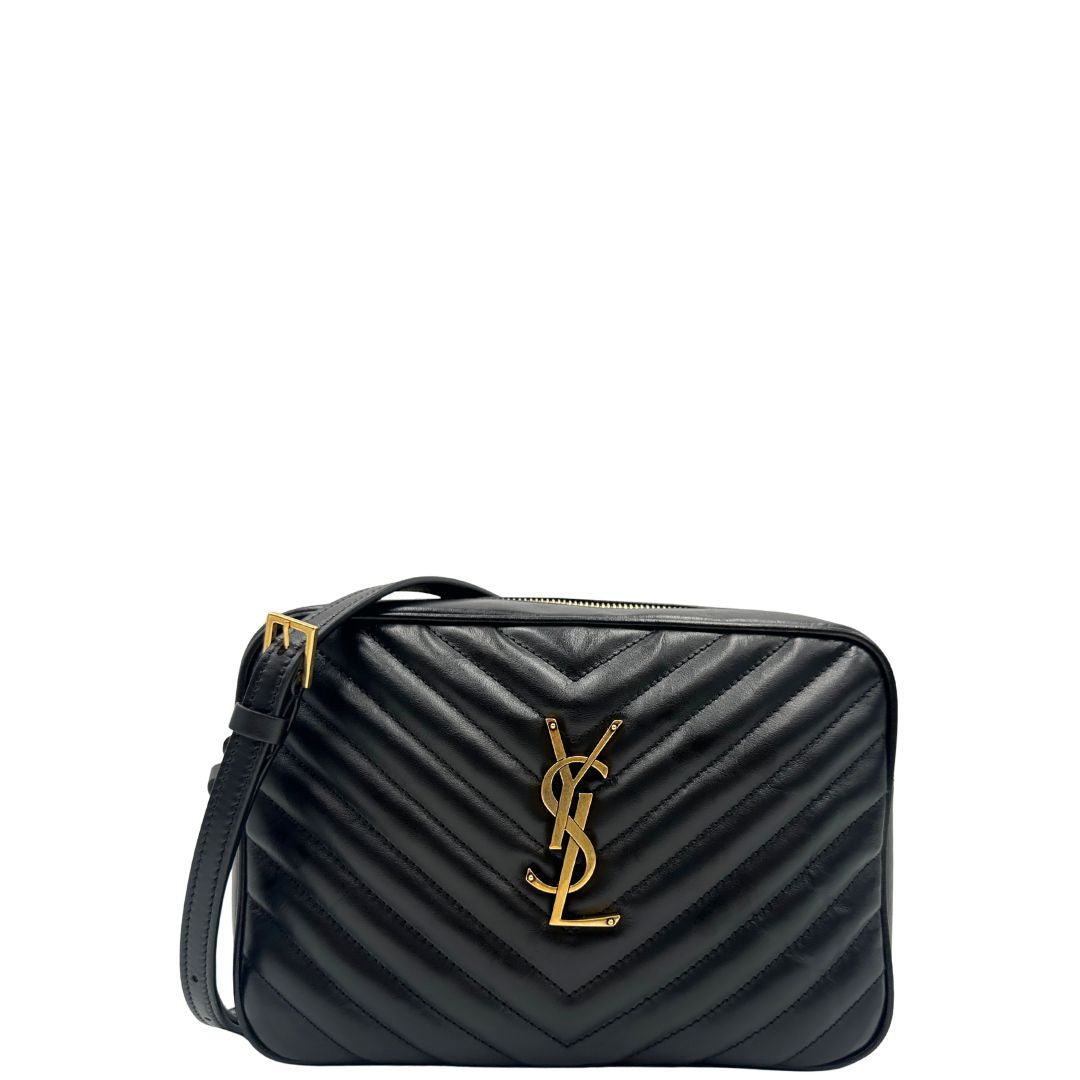 front  Borsa Saint Laurent, iconiche iniziali ysl al centro e impunture trapuntate a “y”, di lusso, originale, ottime condizioni, usata. 