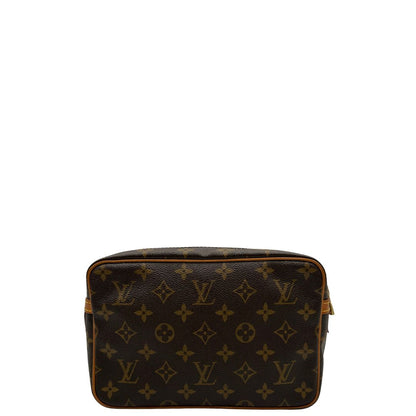 retro Pochette Compiègne Louis Vuitton in canvas marrone monogram con parti metalliche dorate, di lusso, originale, ottime condizioni, usata. 