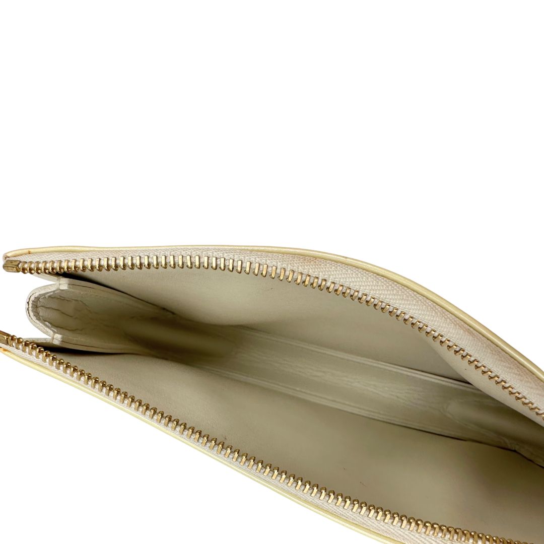 interno Pochette LV Lexington in pelle vernis monogram color crema, di lusso, originale, ottime condizioni