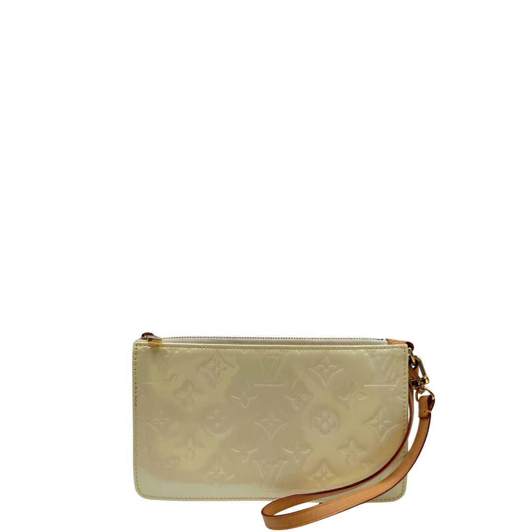 retro Pochette LV Lexington in pelle vernis monogram color crema, di lusso, originale, ottime condizioni 