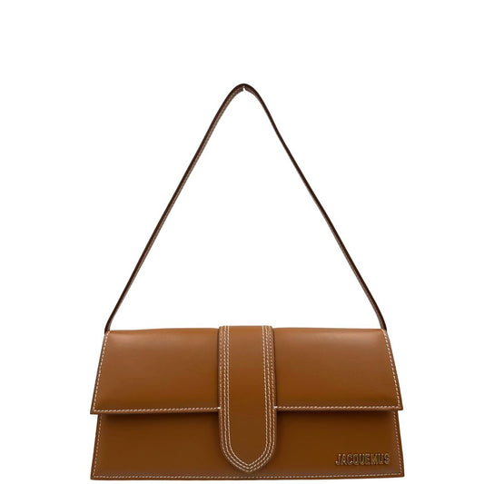 front Borsa Jacquemus nella versione Le Bambino Long in pelle marrone, di lusso, originale, ottime condizioni, usata 