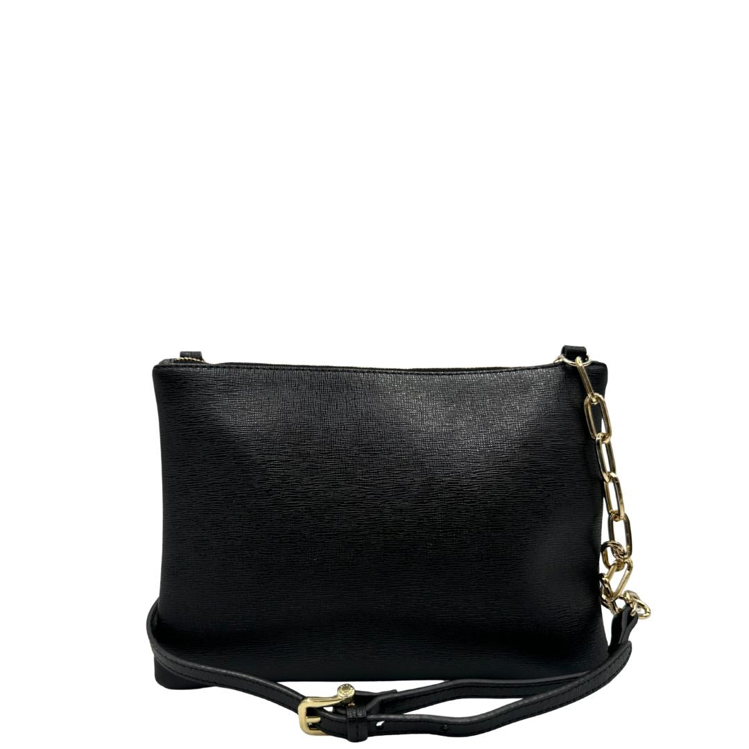 retro  Borsa Furla in pelle nera, munita di una tracolla regolabile, di lusso, originale, ottime condizioni, usata 