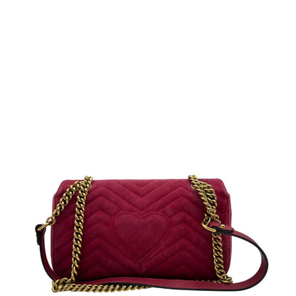retro Borsa Gucci Marmont nella misura media in velluto rosa, di lusso, originale, buone condizioni, usata 