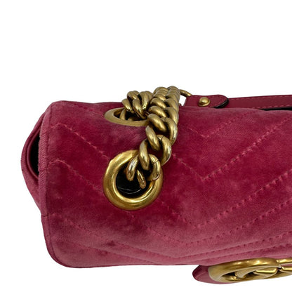 Borsa Gucci Marmont nella misura media in velluto rosa, di lusso, originale, buone condizioni, usata