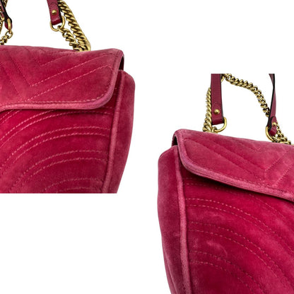 Borsa Gucci Marmont nella misura media in velluto rosa, di lusso, originale, buone condizioni, usata