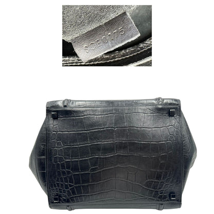base Borsa Celine Luggage Phantom in pelle nera trama cocco, munita di doppi manici stondati, di lusso, originale, ottime condizioni, usata 