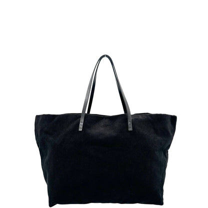 Borsa Fendi First in velluto nero a costine, munita di doppi manici in pelle
