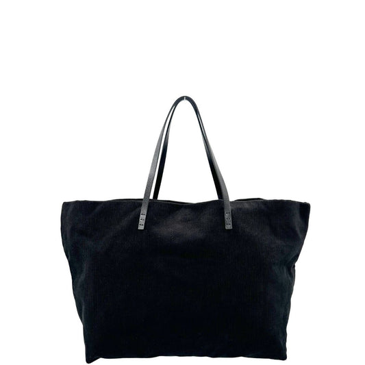  Borsa Fendi First in velluto nero a costine, munita di doppi manici in pelle