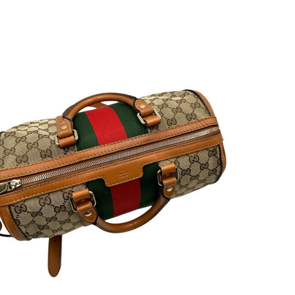vBauletto Gucci Boston trama GG, impreziosito da striscia Web verde e rossa, di lusso, originale, discrete condizioni, usato