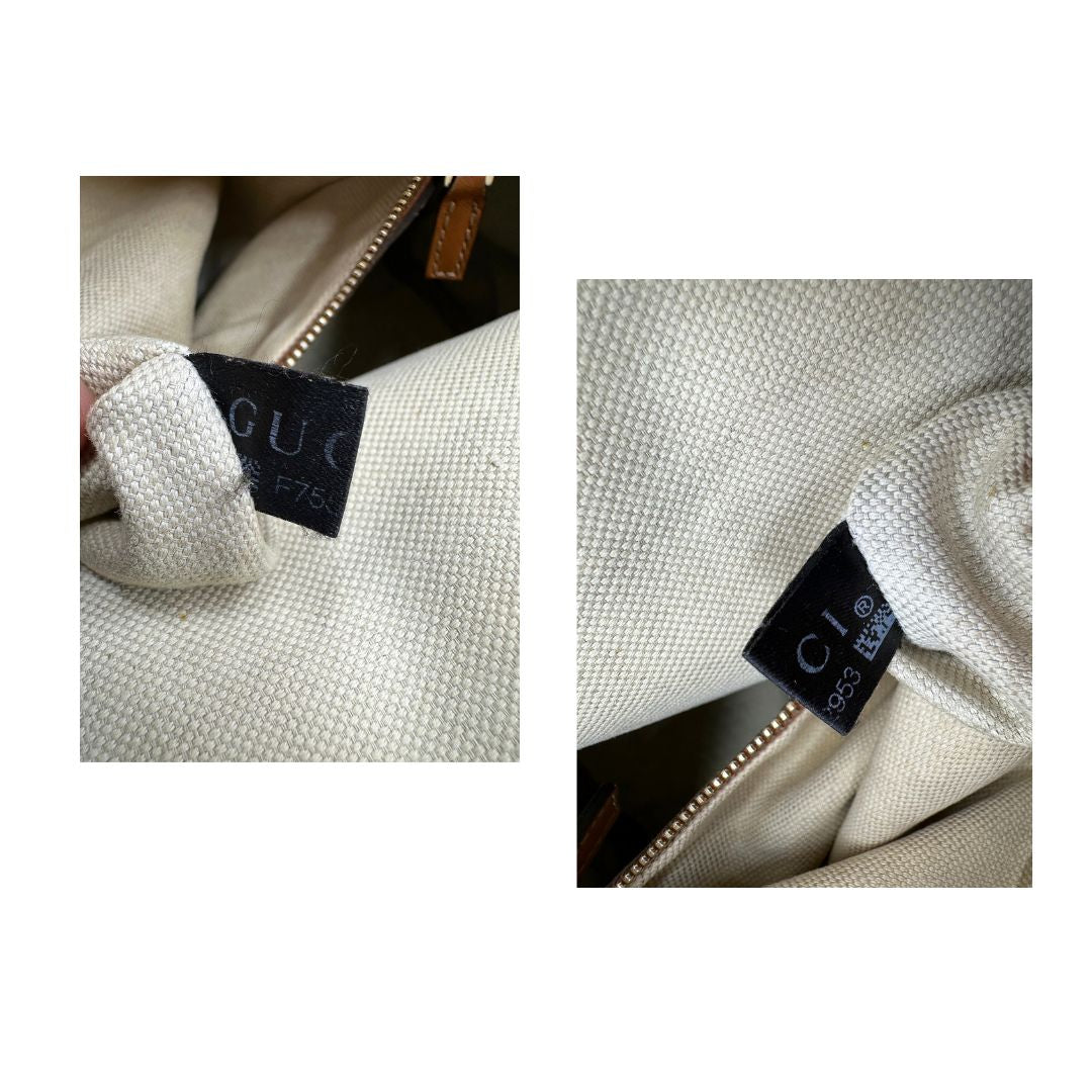 Bauletto Gucci Boston trama GG, impreziosito da striscia Web verde e rossa, di lusso, originale, discrete condizioni, usato
