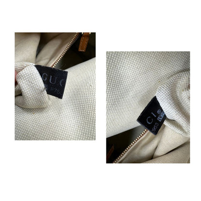 Bauletto Gucci Boston trama GG, impreziosito da striscia Web verde e rossa, di lusso, originale, discrete condizioni, usato