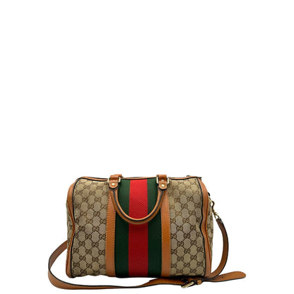 Bauletto Gucci Boston trama GG, impreziosito da striscia Web verde e rossa, di lusso, originale, discrete condizioni, usato