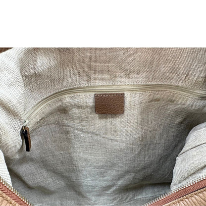Interno, Borsa Gucci GG in tessuto e pelle marrone; munita di un manico singolo, indossabile a spalla. Originale, usata, di lusso, in buone condizioni.