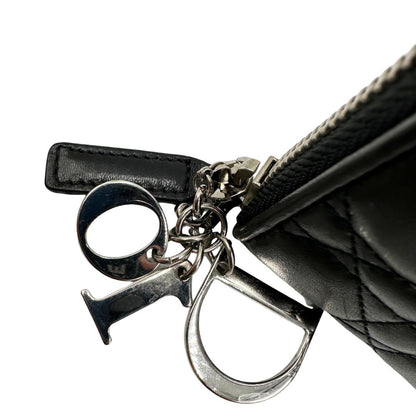 Portafoglio Dior in pelle nera trama Cannage, di lusso, originale, ottime condizioni