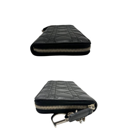 Portafoglio Dior in pelle nera trama Cannage, di lusso, originale, ottime condizioni