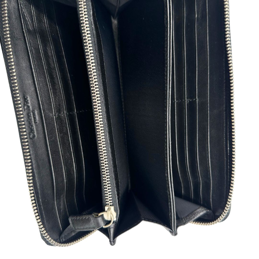 Portafoglio Dior in pelle nera trama Cannage, di lusso, originale, ottime condizioni