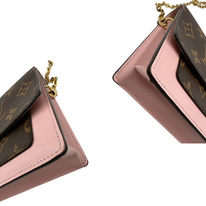 angoli  Borsa LV in canvas monogrammato marrone e hardware dorato con finiture in pelle rosa, di lusso, originale, ottime condizioni, usata